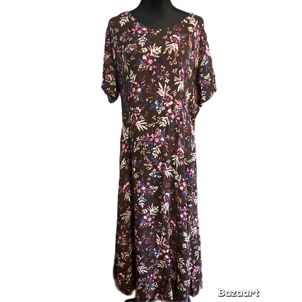 Women Within Brown Floral relaxed fit dress size Large